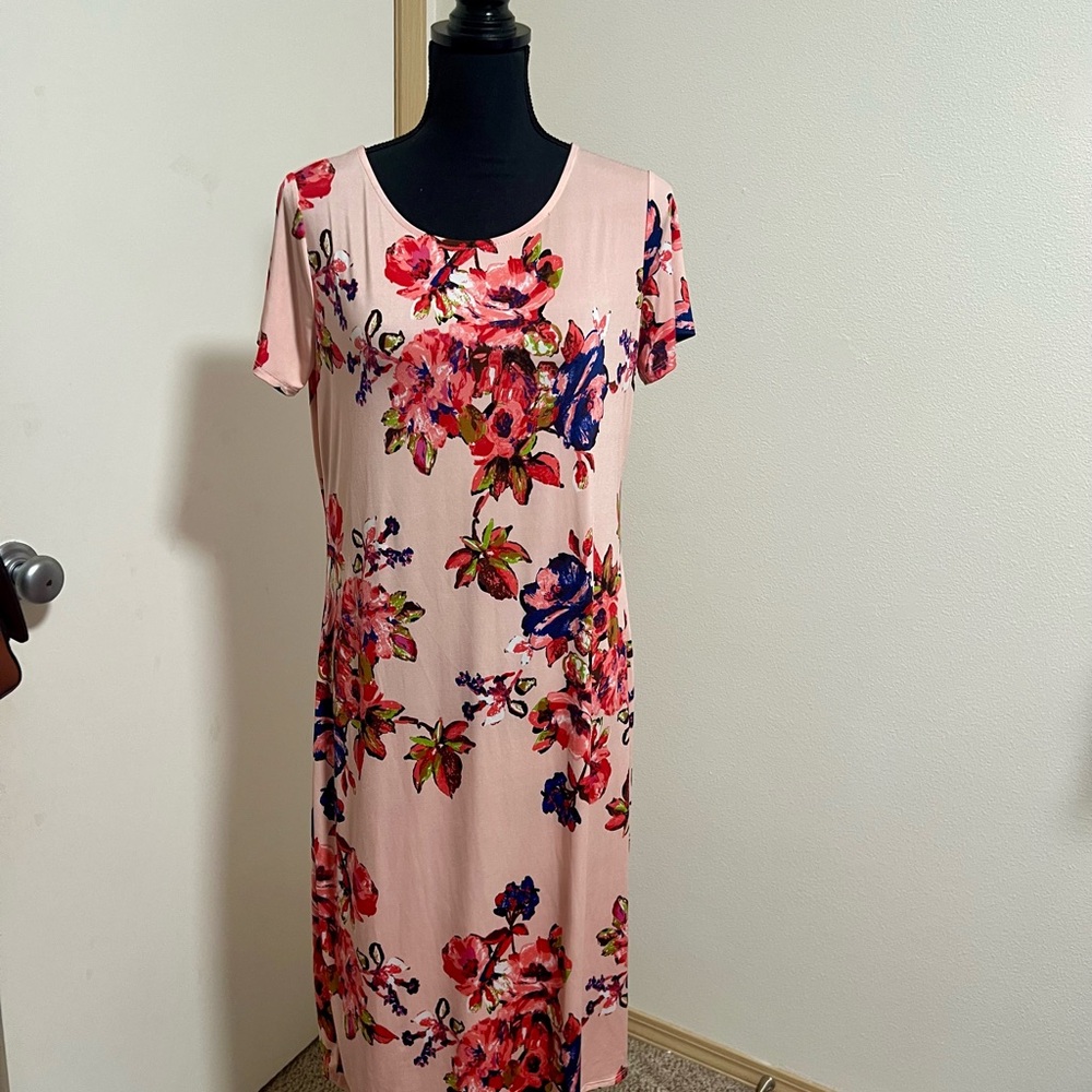 Bellamie Pink Sheath Dress Scoop Neck Midi